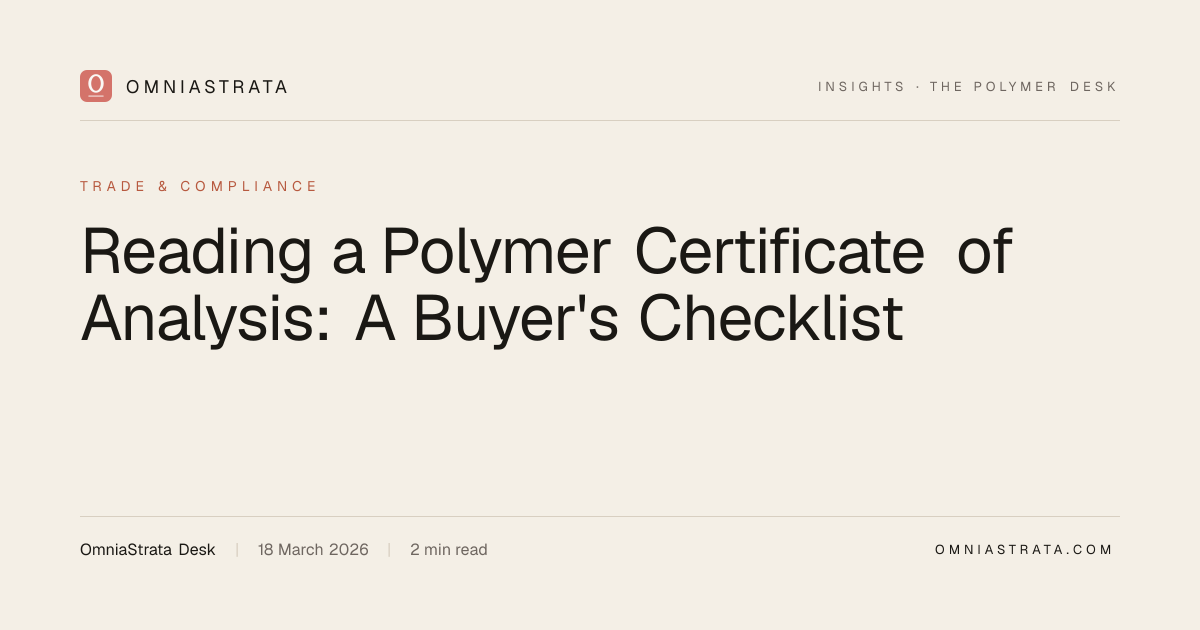 Reading a Polymer Certificate of Analysis: A Buyer's Checklist ...